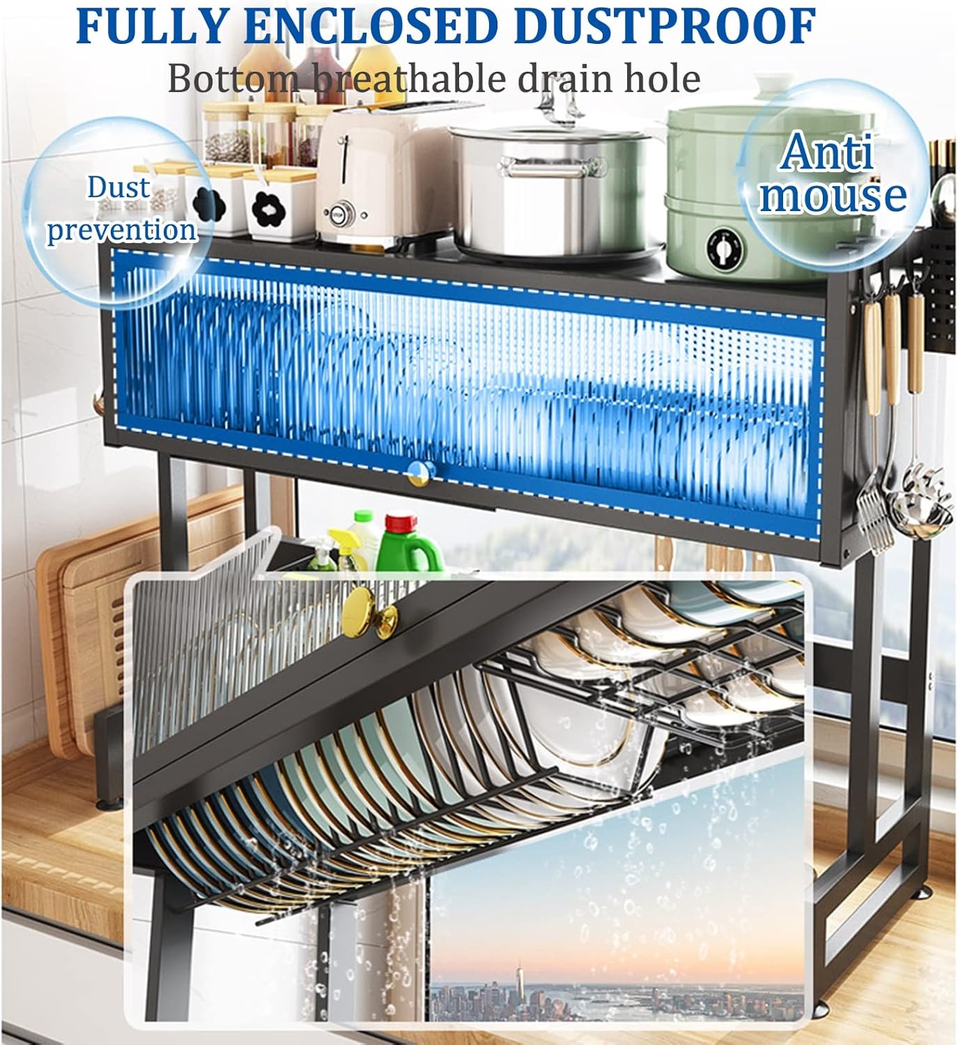 Escurridor de platos con tapa